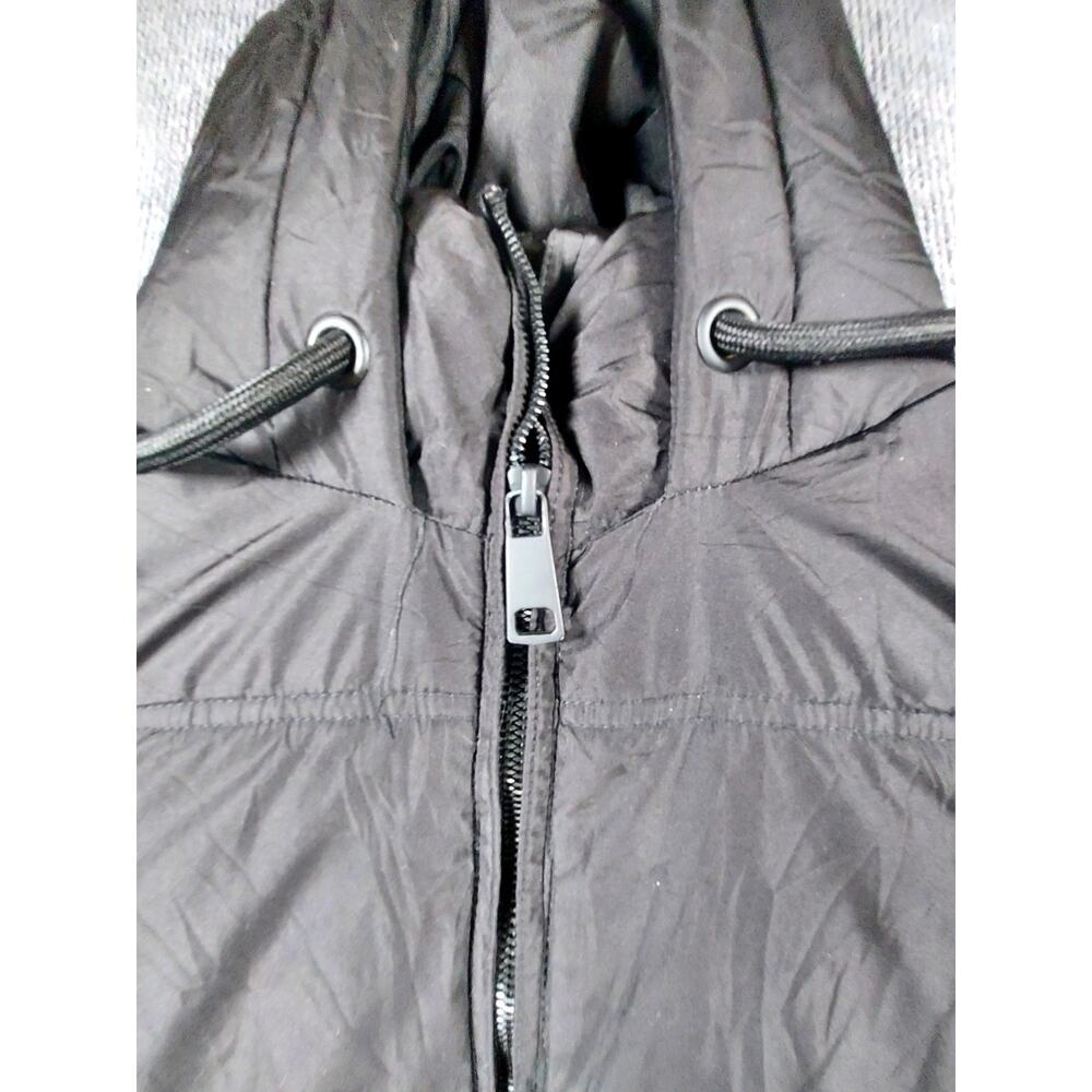 Zara Women's M Black Hooded Puffer Jacket Coat Heavy Quilted Streetwear Full Zip - Picture 6 of 11